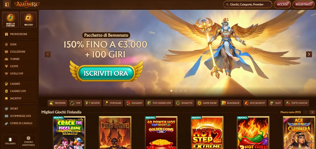 AmunRa Casino — Il Tuo Casinò Online Ispirato all'Antico Egitto