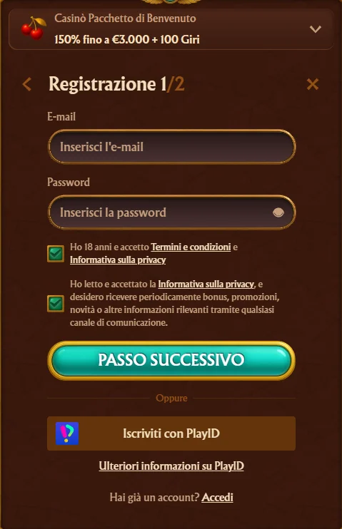 Registrazione su AmunRa Casino — Crea il Tuo Account